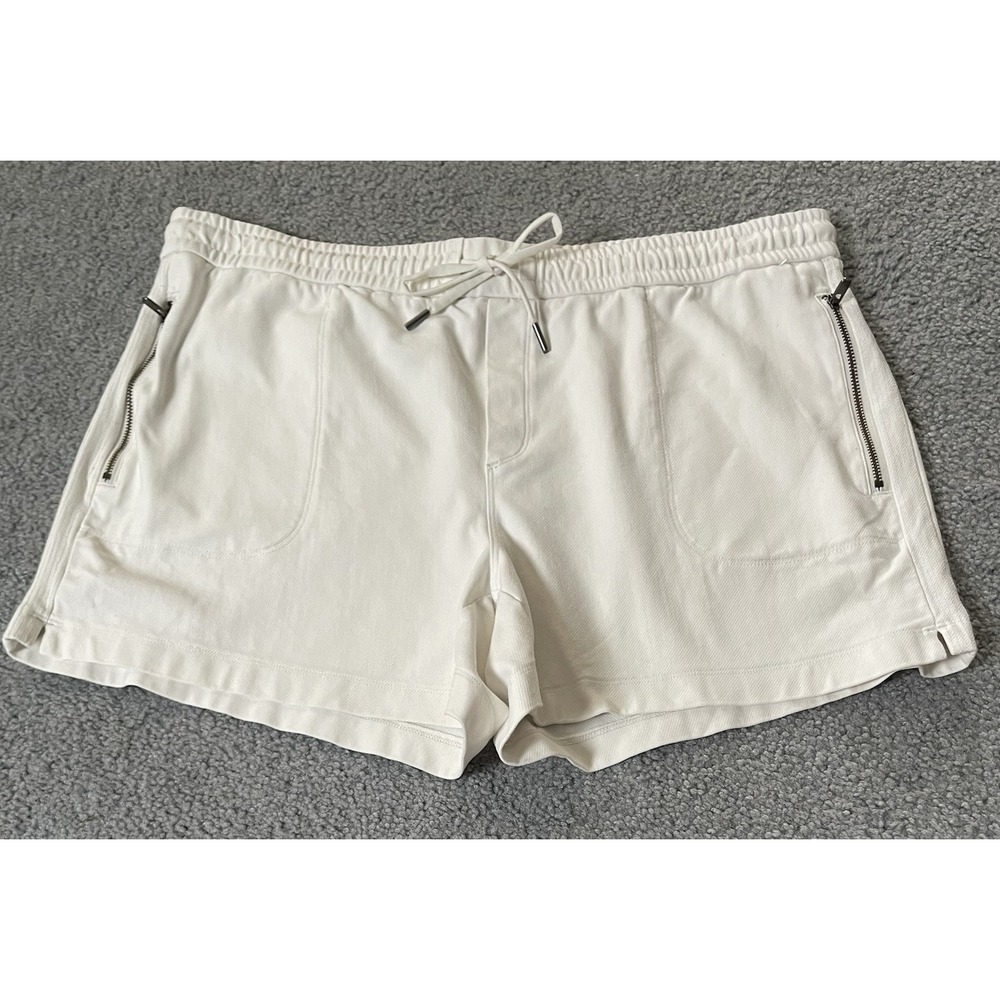 Athleta Activewear Shorts Women's 16 Off White Zip Pockets Pull On Athleisure